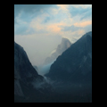 Yosemite valley and Half Dome at sunset