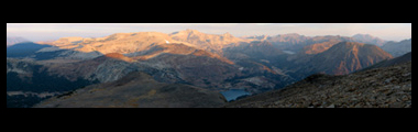 view from slopes of Mt Dana at sunrise, looking north